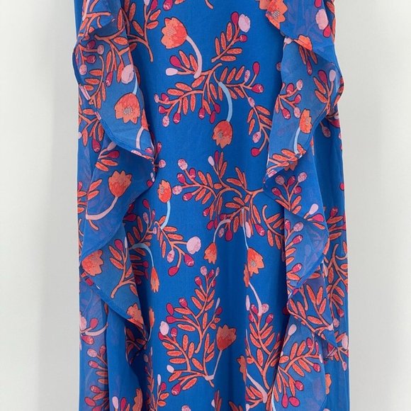 Pink Lily It’s Not A Dream Floral Maxi Dress sz S Basque Waist Flutter Ruffles - Picture 6 of 8